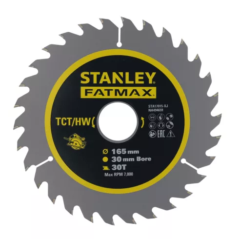 STANLEY FATMAX Körfűrészlap TCT/HW fűrésztárcsa fához, 165x30mm, 30 fog, ATB                          STA17015-XJ