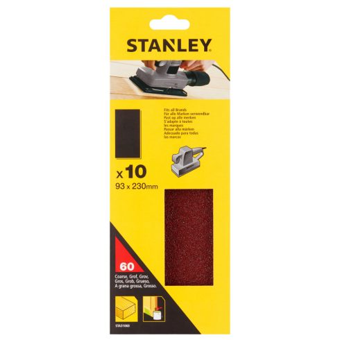 STANLEY 1/3 méretű nem lyukasztott Csiszolópapír nem perforált, 60g (10 db)                           STA31060-XJ