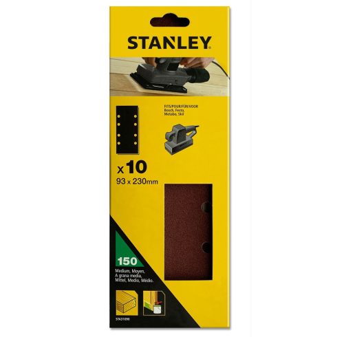 STANLEY 1/3 méretű lyukasztott Csiszolópapír perforált, 150g (10 db)                                  STA31090-XJ