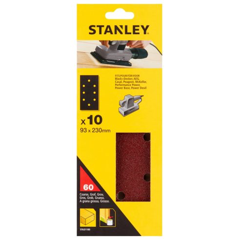 STANLEY 1/3 méretű lyukasztott Csiszolópapír perforált, 60g (10 db)                                   STA31100-XJ