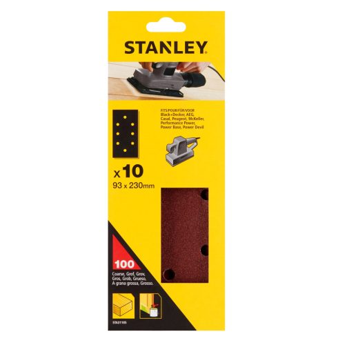 STANLEY 1/3 méretű lyukasztott Csiszolópapír perforált, 100g (10 db)                                  STA31105-XJ