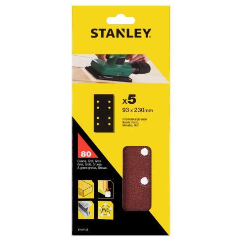 STANLEY 1/3 méretű lyukasztott Csiszolópapír perforált, 80g (5 db)                                    STA31123-XJ