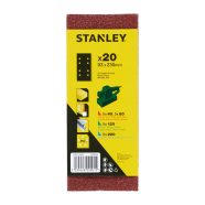   STANLEY 1/3 méretű lyukasztott Csiszolópapír szett, perforált, több szemcsefinomságú, 20 darabos      STA31339-QZ