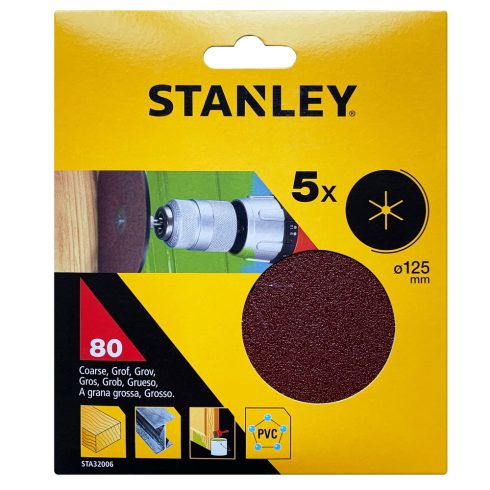 STANLEY Csiszolókorong 125mm 80g (5 db)                                                               STA32006-XJ