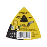   STANLEY Csiszoló lap szett, tépőzáras, több szemcsefinomságú, 20 darabos                              STA32397-QZ