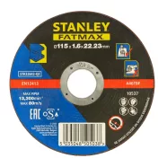   STANLEY Lapos fémvágó ragasztott tárcsa, 115 x 22,2 mm, vast. 1,6 mm (25 db)                          STA32642-QZ
