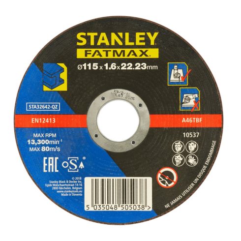 STANLEY Lapos fémvágó ragasztott tárcsa, 115 x 22,2 mm, vast. 1,6 mm (25 db)                          STA32642-QZ