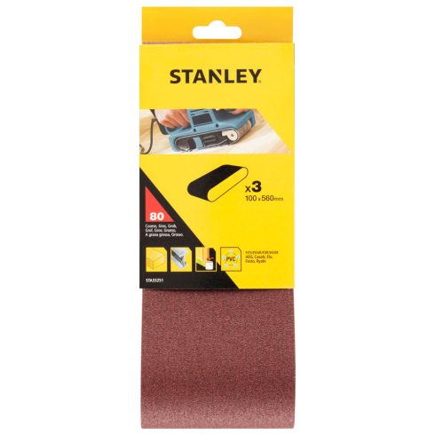 STANLEY Csiszolószalag 100x560mm, szemcsefinomság: 80g (3 db)                                         STA33251-XJ