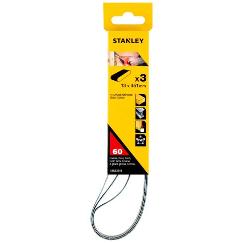 STANLEY Powerfile szalag 13x455mm, szemcsefinomság: 60g (3 db)                                        STA33316-XJ