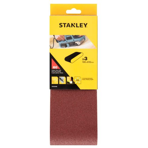 STANLEY Csiszolószalag 100x610mm, szemcsefinomság: 60g (3 db)                                         STA33446-XJ