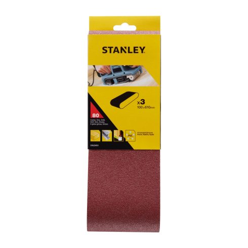 STANLEY Csiszolószalag 100x610mm, szemcsefinomság: 80g (3 db)                                         STA33451-XJ