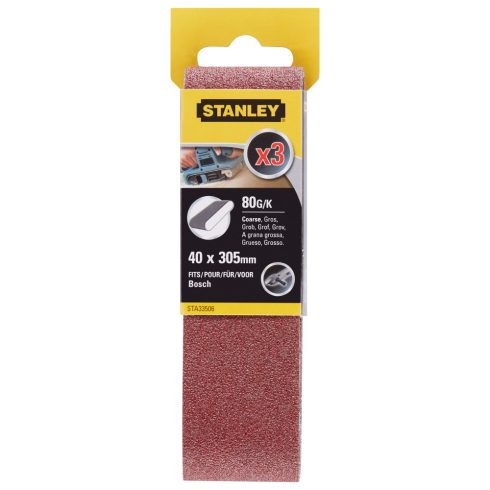 STANLEY Csiszolószalag 40x305mm, szemcsefinomság: 80g (3 db)                                          STA33506-XJ