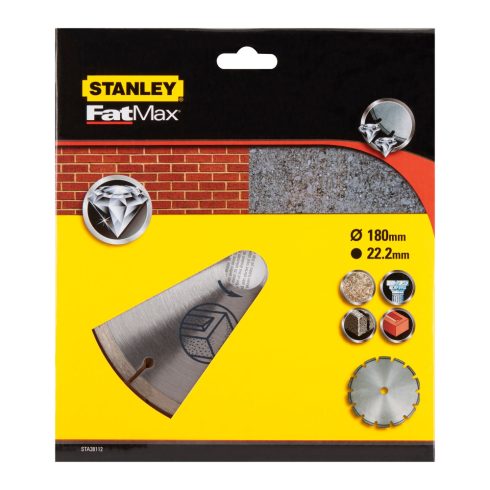 STANLEY FATMAX Gyémánt vágókorong, 180x22,2mm, betonra/téglára                                        STA38112-XJ