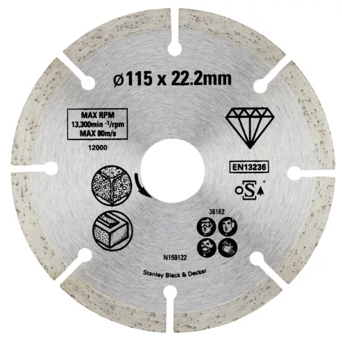 Gyémánttárcsa kőhöz/téglához, 115 x 22,2 mm                                                           STA38162-XJ