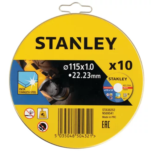 STANLEY Extra vékony acél vágó ragasztott tárcsa, 115 x 22,2 mm, vast. 1 mm (10 db)                   STA38252-XJ