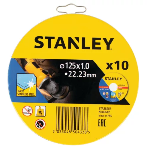 STANLEY Extra vékony acél vágó ragasztott tárcsa, 125 x 22,2 mm, vast. 1 mm (10 db)                   STA38257-XJ