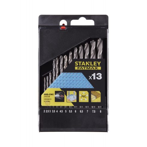 STANLEY FATMAX HSS-CNC fémfúró szett átmérő 2-8 mm (0,5 mm-nként növekvő)                             STA56013-QZ