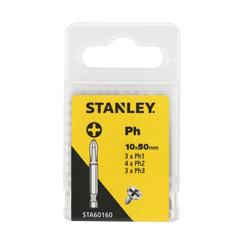 STANLEY Bitfej szett, 50 mm, 10 darabos, műanyag tokban                                               STA60160-XJ