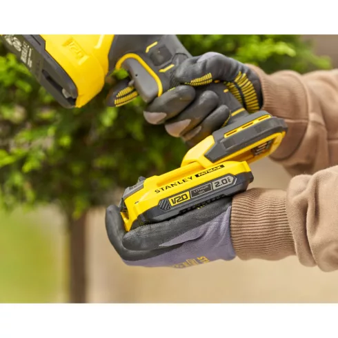 STANLEY FATMAX V20 2in1 sövény-és fűnyíró olló, akku nélkül, 20cm hossz(sövény), 10cm hossz(fű)       STCSS20B-XJ