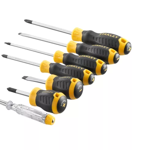 STANLEY Cushion Grip csavarhúzó szett, fázisceruzával FL/PHIL 7 részes                                STHT16166-0