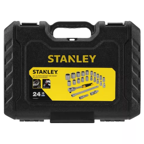 STANLEY 1/2' dugókulcs szett 5 fokonkénti fogazással, 24 részes kemény dobozban                       STMT82830-1