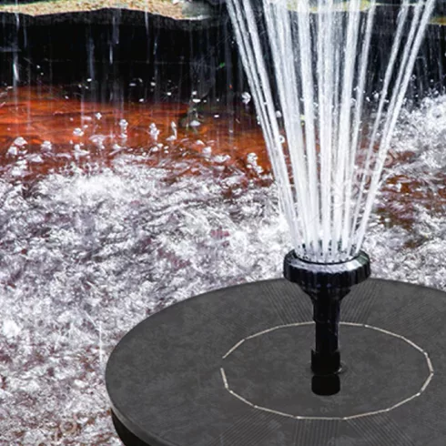 Napelemes kerti szökőkút, hat szórófej, 40cm vízoszlop, IPX8, automatikus, elem nélküli működés, HSO  SWF02