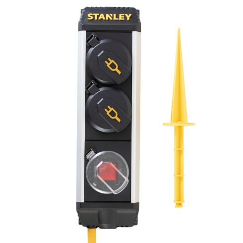 STANLEY 2-es elosztó kapcsolóval, leszúrható, IP44, 5m kábel, H07RNF 3G1,5, HSO                       SXECCC0LAJE