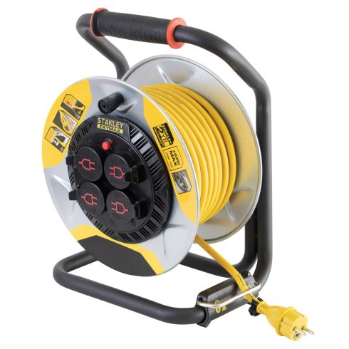 STANLEY kültéri fém kábeldob 25m 3x2,5mm2 gumi vezetékkel, HSO                                        SXECCM2FESE