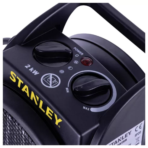STANLEY PTC fűtőtest, 1000/2000W,légszállítás 100m3/h,fém ház, termosztát, túlmelegedés védelem, HSO  SXJH002000E