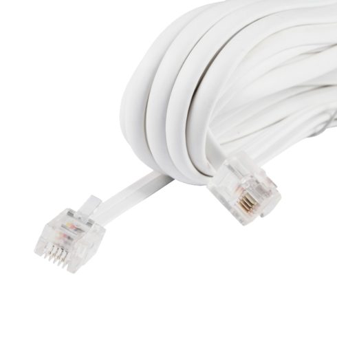 10m telefoncsatlakozó kábel, 6P4C, dugó-dugó, fehér, bliszteres, HSO                                  T5-10WH/X