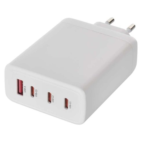 Univerzális USB töltő GaN PD, max. 120 W, gyorstöltés, USB-A, 3 x USB-C, fehér                        V06G120