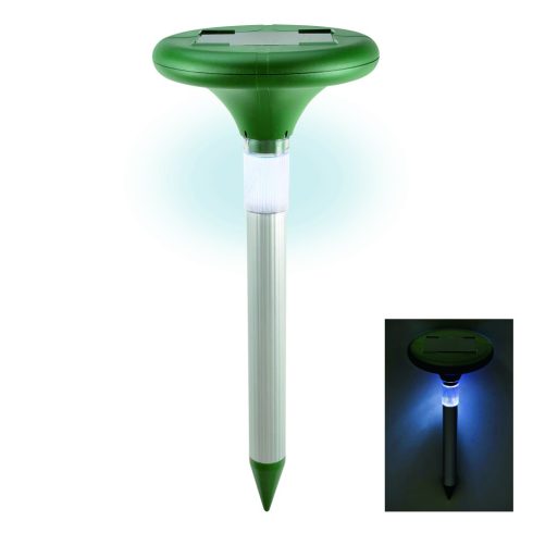 Szolár vakondriasztó karó, LED fénnyel, 25cm alumínium szár, 800m2 hatóterület,, HSO                  VKS04