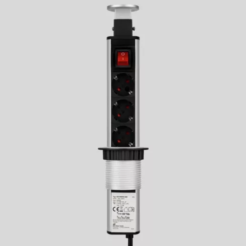 Energiaoszlop asztali, süllyeszthető 3 dugalj+USB kapcs                                               VT0012398712