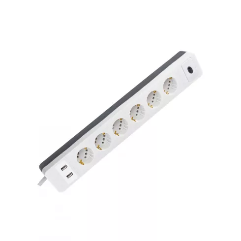 Asztali elosztó ''COMBINI'' 6-os túlfesz védelemmel, 3x1.5, 1.4m 2xUSB (2Euro/alj))                   VT0015654103