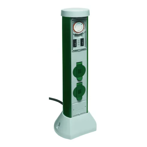 Kerti energiaoszlop 2 dugalj, 15 perc mech. időkapcsval, GreenCraft 5m,IP44 5m H07RN-F 3x1.5          VT0068206251