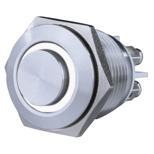 Csengő nyomógomb, beépíthető, fém, fehér LED fénnyel 12V, 1.5A  18mm                                  VT0083066302