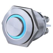   Csengő nyomógomb, beépíthető, fém, kék LED fénnyel 12V, 1.5A  18mm                                    VT0083076302