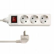   Asztali elosztó 3-as kapcsolóval, 1,4m, 3x1.5, fehér (0349)                                           VT12351