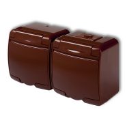   Aquastar 2-es földelt dugalj, csapfedeles, IP54, barna                                                VT22151B