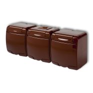   Aquastar 3-as földelt dugalj, csapfedeles, IP54, barna                                                VT22161B