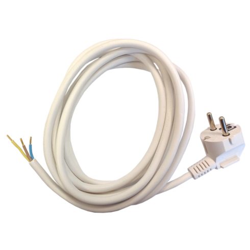 Csatlakozóvezeték földelt dugóval, 3m, H05VV-F 3x1.0, fehér                                           VT87333