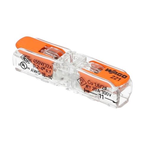 Wago 1x0,2-4,0mm2 vezetékekhez, oldható, átlátszó                                                     WAGO221-2411