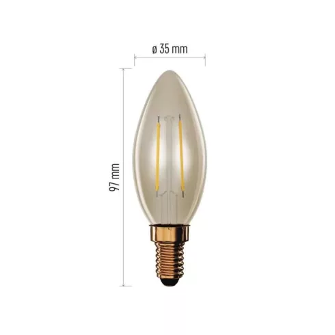 LED izzó Vintage gyertya E14 2,5W(20W) 225lm WW                                                       Z53012