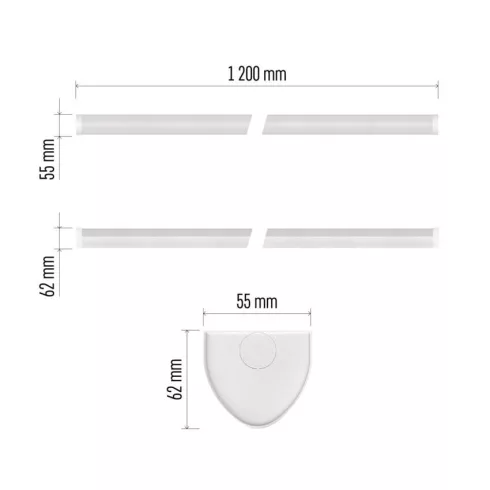 LED lineáris lámpatest 40W, 4400lm, 4000K, NW, 175mA, IP20, fehér, MANO                               ZAB912