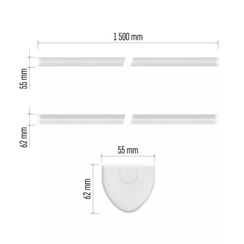 LED lineáris lámpatest 60W, 6600lm, 4000K, NW, 255mA, IP20, fehér, MANO                               ZAB913