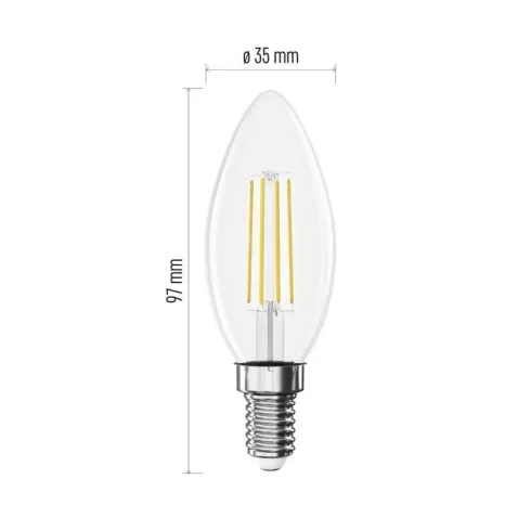 LED izzó Filament gyertya E14 1,8W(25W) 250lm WW                                                      ZF3D02