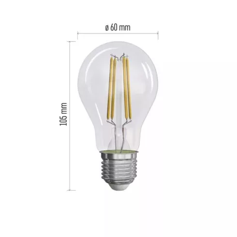 LED izzó filament A60 3,8W(60W) 806lm E27 WW (3db)                                                    ZF5147.3