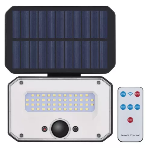 Mozgásérzékelős szolár LED reflektor, 3600mAh akku, 1500lm, IP54, PIR, WW, SPILO                      ZG131S