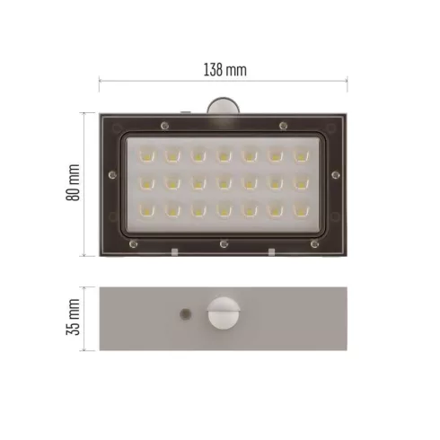 LED napelemes, mozgásérzékelős lámpa, 350 lm, 4000 K (NW), IP65, fehér, BRIXO PIR                     ZG161S