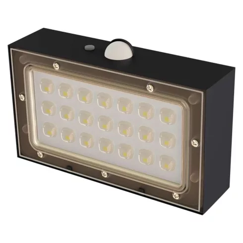 LED napelemes, mozgásérzékelős lámpa, 350 lm, 4000 K (NW), IP65, fekete, BRIXO PIR                    ZG162S